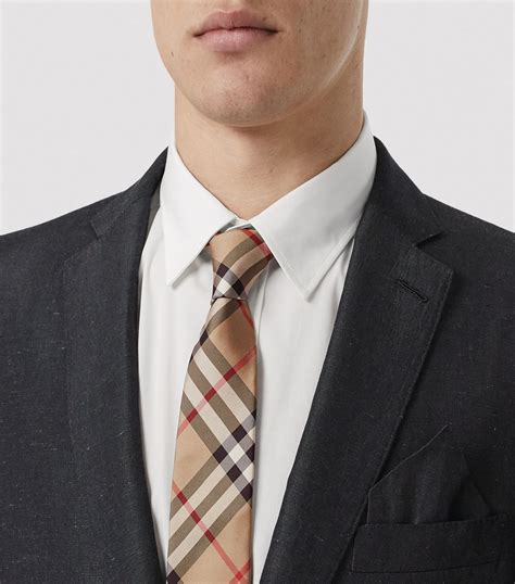 modern cut check silk tie burberry|Check Silk Tie in Midnight .